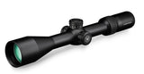 Close-up view of tall exposed tactical adjustment turrets and side parallax knob on Vortex Diamondback 6-24x50 scope