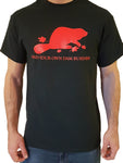 Short Sleeve Mind Your Own Dam Business T-Shirt - Black & Maple Leaf Red